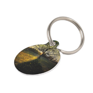 Magical fireflies dreamy landscape pet ID tag