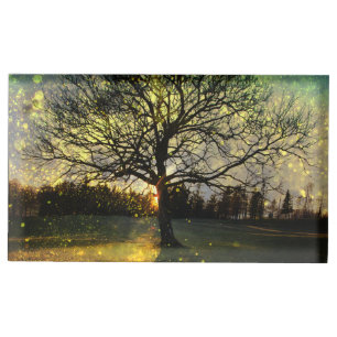 Magical fireflies dreamy landscape place card holder
