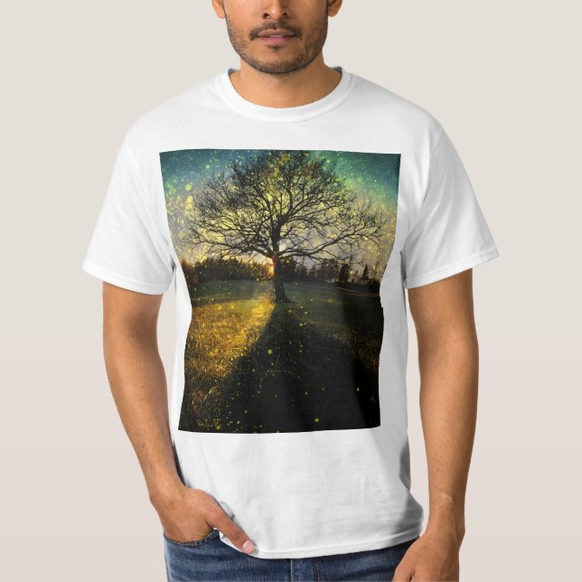 Magical fireflies dreamy landscape T-Shirt (Front)
