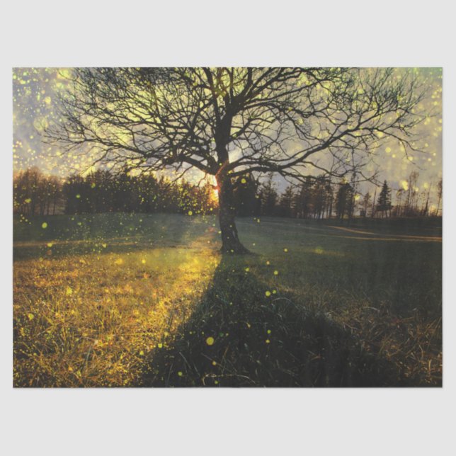 Magical fireflies dreamy landscape tissue paper (Front)