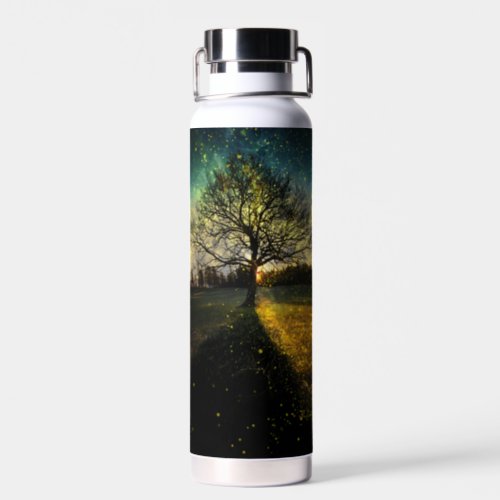 Magical fireflies dreamy landscape water bottle