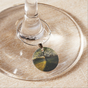 Magical fireflies dreamy landscape wine charm