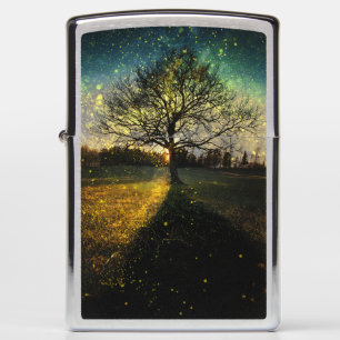 Magical fireflies dreamy landscape zippo lighter