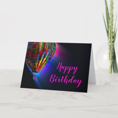 Magical Flight Black and Hot Birthday Card