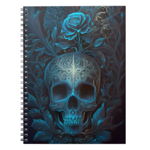 Magical Floral Blue Skull Notebook