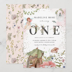 Magical Floral Fairy 1st Birthday Party Invitation