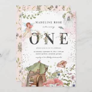 Magical Floral Fairy 1st Birthday Party Invitation