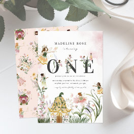 Magical Floral Fairy 1st Birthday Party Invitation