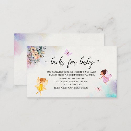 Magical Floral Fairy Princess baby shower books fo Enclosure Card