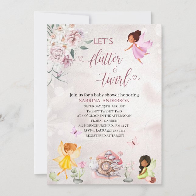 Magical Floral Fairy Princess  baby shower  Invita Invitation (Front)