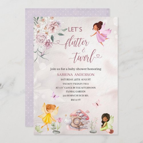 Magical Floral Fairy Princess  baby shower  Invitation