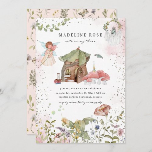 Magical Floral Fairy Princess Birthday Party Invitation