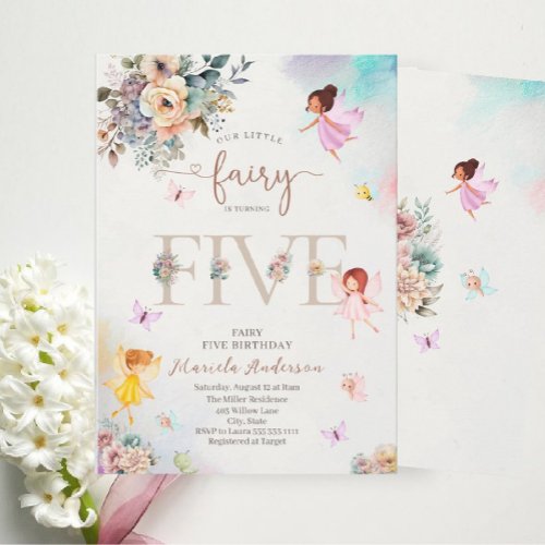 Magical Floral Fairy Princess is turning five  wat Invitation