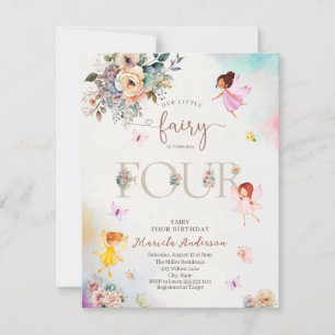 Magical Floral Fairy Princess is turning four wat Invitation