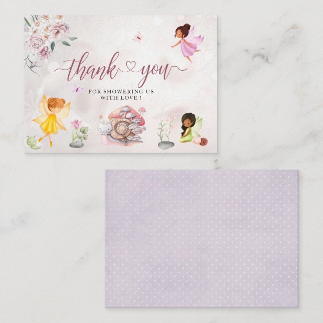 Magical Floral Fairy Princess thank you Note Card (Front/Back)