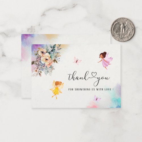 Magical Floral Fairy Princess Watercolor thank you Note Card