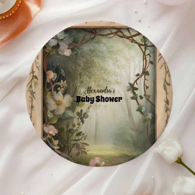 Magical Floral Forest Baby Shower Paper Plates (Creator Uploaded)