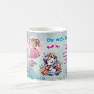 Magical Floral Unicon Kids Birthday Barcode Favor Coffee Mug