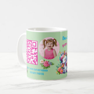 Magical Floral Unicon Kids Birthday Barcode Favor Coffee Mug