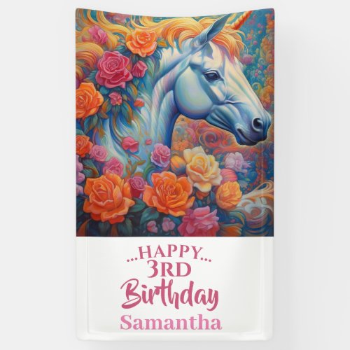 Magical Floral Unicorn Banner