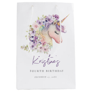 Magical Floral Unicorn Birthday Gift Bags