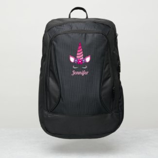 Magical floral unicorn face with pink horn & name