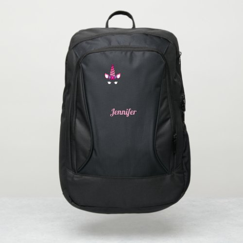 Magical floral unicorn face with pink horn  name port authority backpack