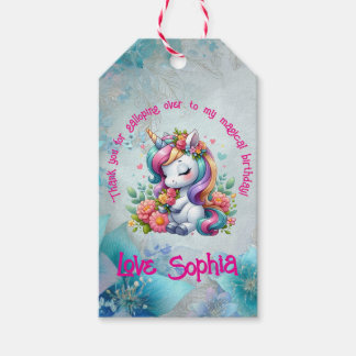 Magical Floral Unicorn Thank You Photo Party Gift Tags