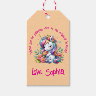 Magical Floral Unicorn Thank You Photo Party Gift Tags