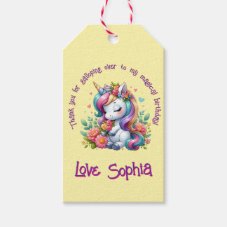 Magical Floral Unicorn Thank You Photo Party Gift Tags