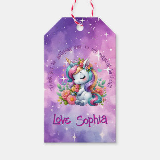 Magical Floral Unicorn Thank You Photo Party Gift Tags