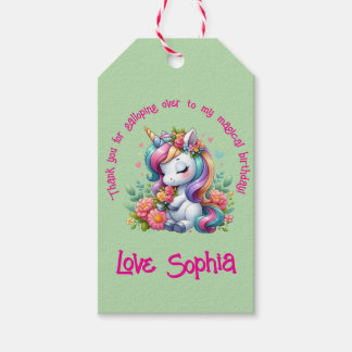 Magical Floral Unicorn Thank You Photo Party Gift Tags