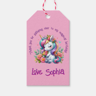 Magical Floral Unicorn Thank You Photo Party Gift Tags