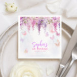 Magical Floral Wisteria Butterly Kids Birthday Napkins<br><div class="desc">Design features pastel colors like lavender,  mint,  and baby pink,  adorned with gentle wisteria flowers and playful butterflies. This simple yet enchanting design is perfect for a joyful birthday celebration like 1st birthday,  7th birthday and more.</div>