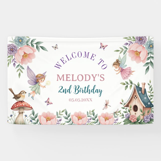 Magical Flower Fairy 2nd birthday Banner (Horizontal)