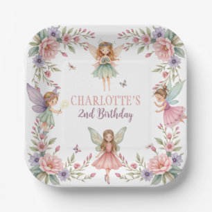 Magical flower fairy 2nd birthday paper plates