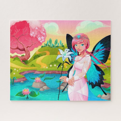 Magical Flower Fairy Colorful Girly Modern Fantasy Jigsaw Puzzle