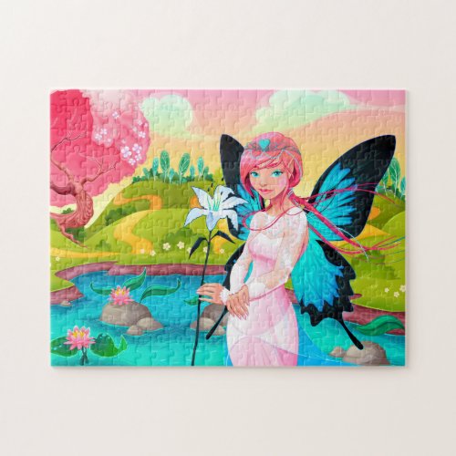 Magical Flower Fairy Colorful Girly Modern Fantasy Jigsaw Puzzle