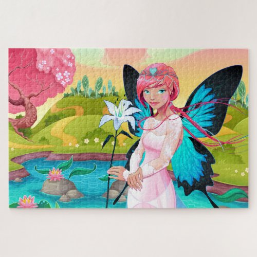 Magical Flower Fairy Colorful Girly Modern Fantasy Jigsaw Puzzle