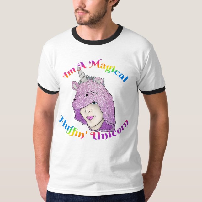 Magical Fluffin Unicorn Men's Basic Ringer T-Shirt (Front)