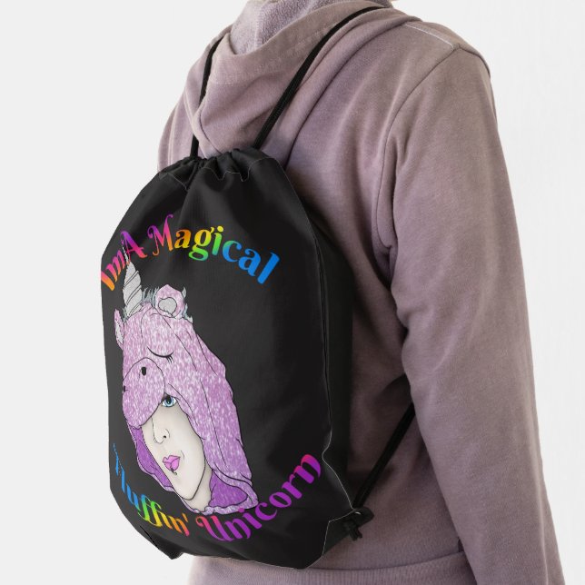 Magical Fluffin Unicorn Zazzle Drawstring Backpack (Insitu)