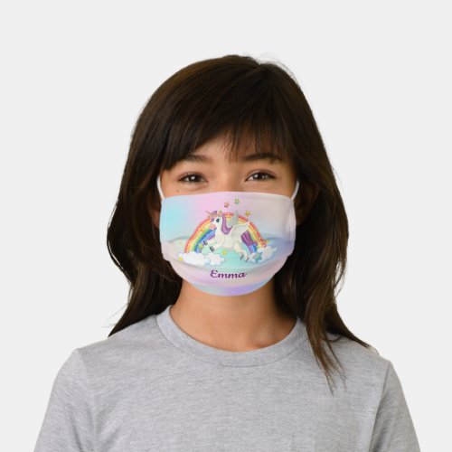 Magical Flying Unicorn Girl Rainbow Personalized Kids Cloth Face Mask