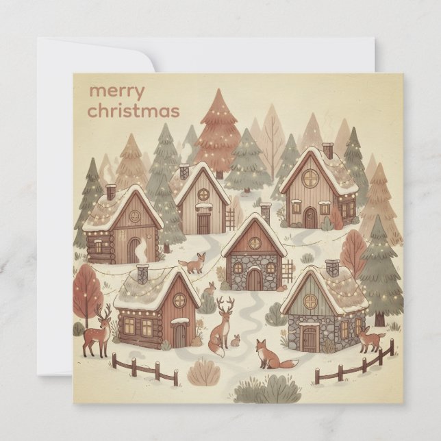 Magical Forest Boho Christmas Holiday Card (Front)