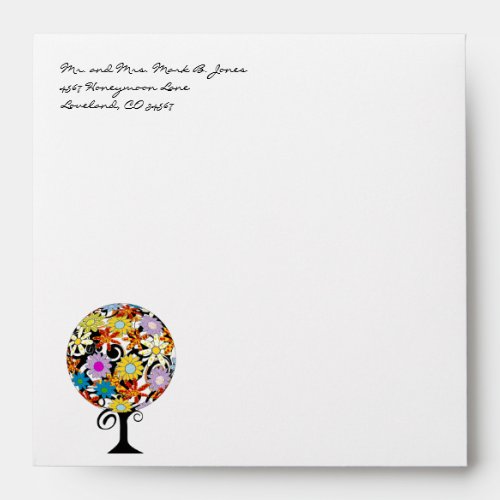 Magical Forest Circle of Love Flower Tree Wedding Envelope