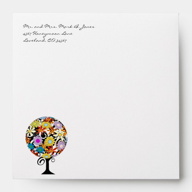 Magical Forest Circle of Love Flower Tree Wedding Envelope (Front)