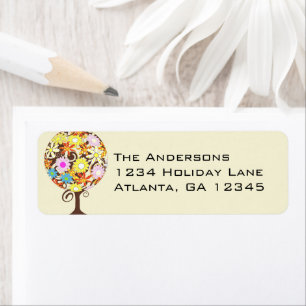 Magical Forest Circle of Love Flower Tree Wedding Label