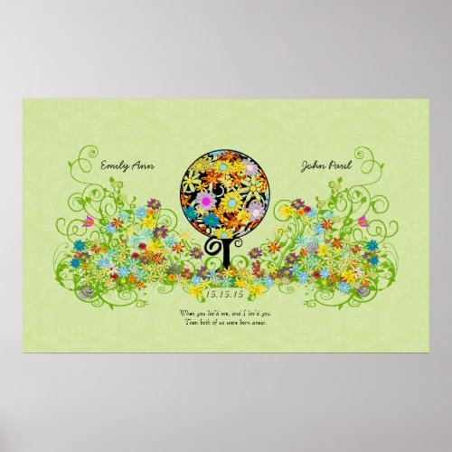 Magical Forest Circle of Love Flower Tree Wedding Poster