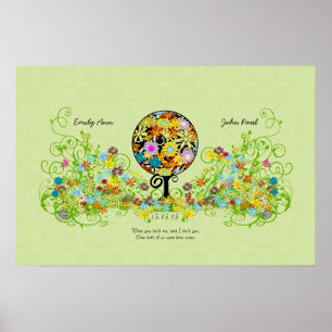 Magical Forest Circle of Love Flower Tree Wedding Poster