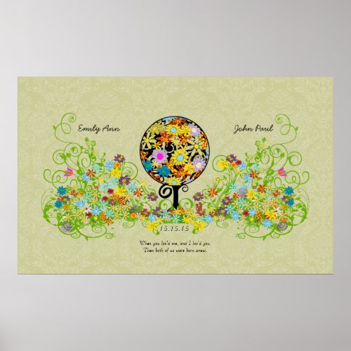 Magical Forest Circle of Love Flower Tree Wedding Poster