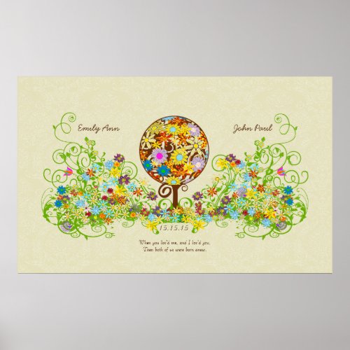 Magical Forest Circle of Love Flower Tree Wedding Poster